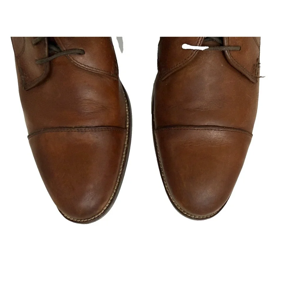 Cole Haan Oxford Dress Shoes Mens 9.5 Brown‎ Leather Cap Toe Preppy Dadcore